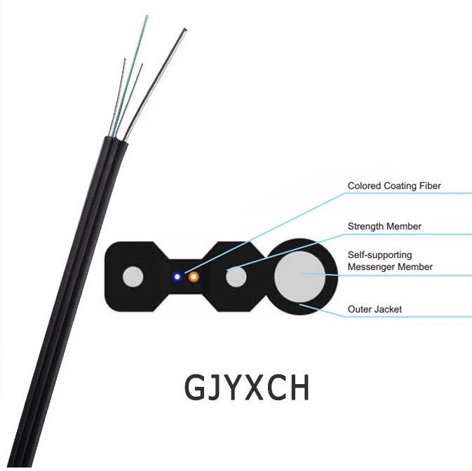 FTTH G652 단일모드 2 핵심 4 코어 섬유 케이블, 섬유 Ethernet 케이블